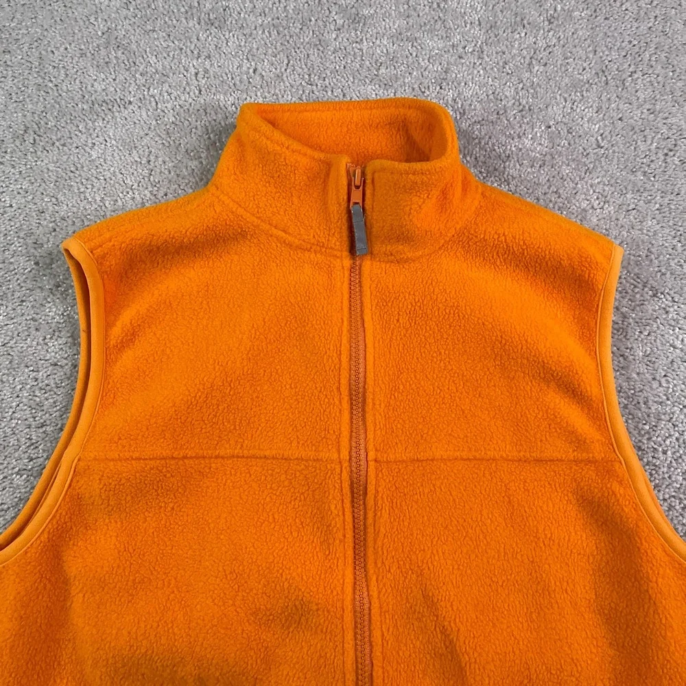 Vintage LL Bean Vest Kids Large Orange Fleece Full Zip Gorpcore Fall Layering